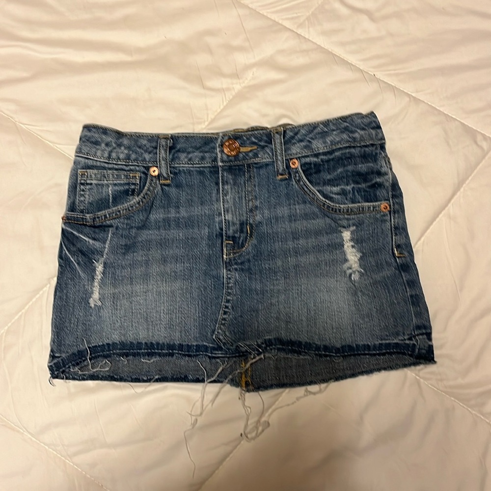 Cherokee girls distressed medium wash denim y2k skirt